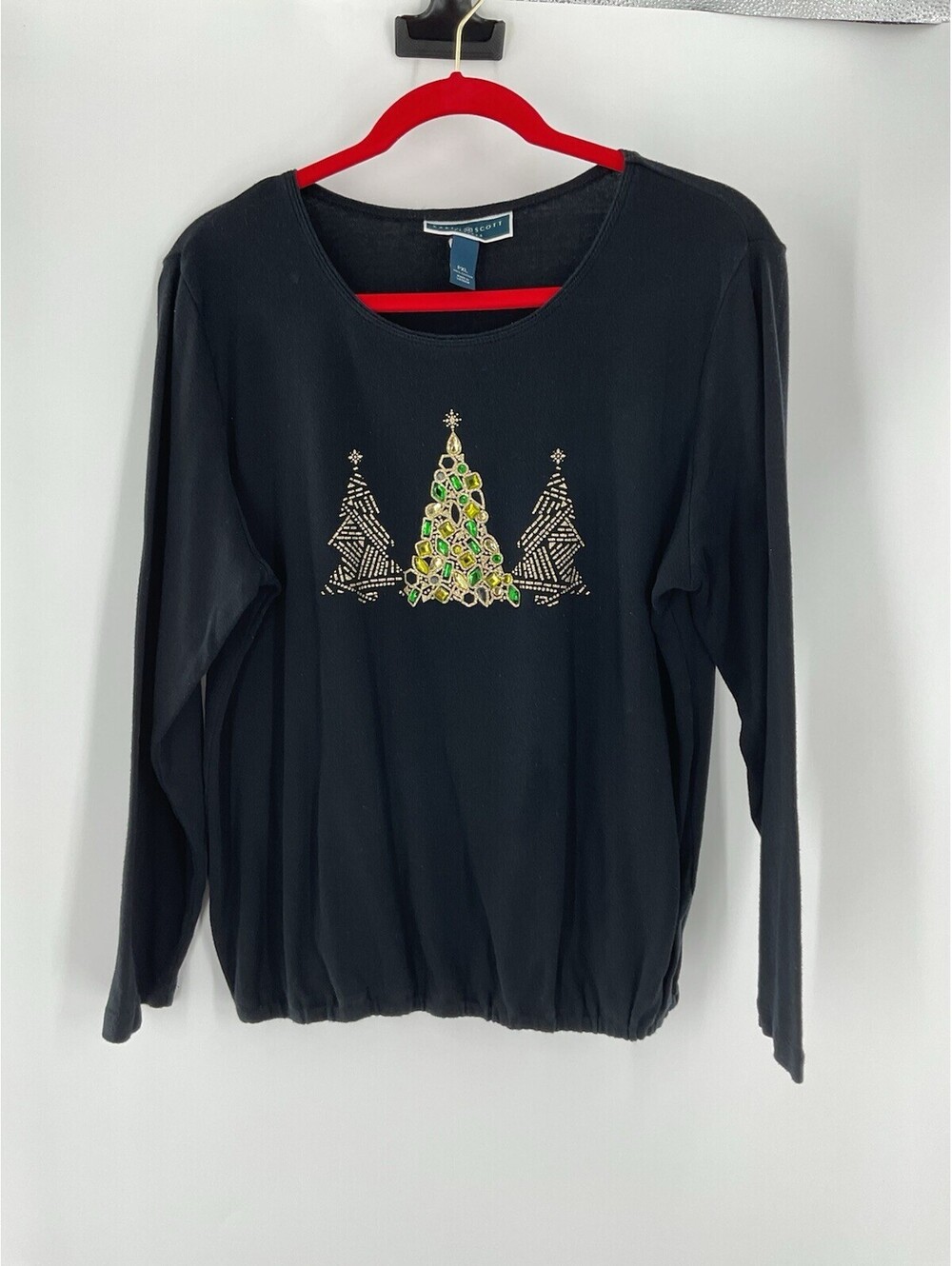 Karen Scott Petites Women’s Christmas Shirt Pxl Black 102